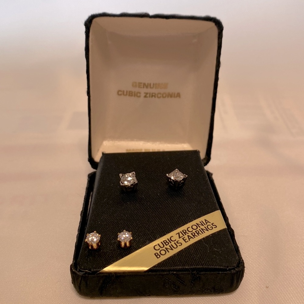 Genuine Cubic Zirconia stud earrings.